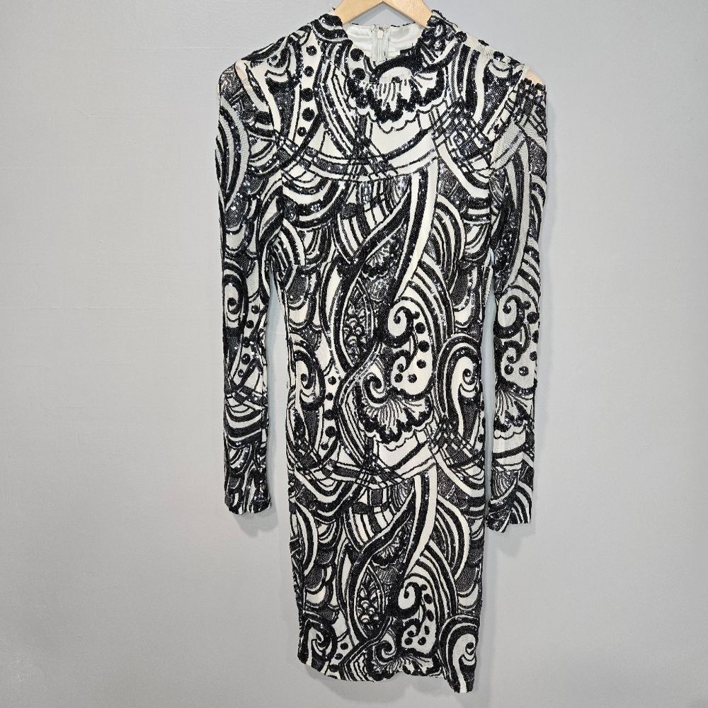 Akira Cream & Black Sequin Dress NWT